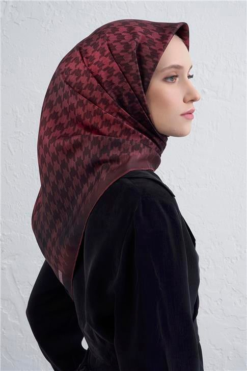 Armine Klasik Desenli Saf İpek Twill Eşarp 9434D 80