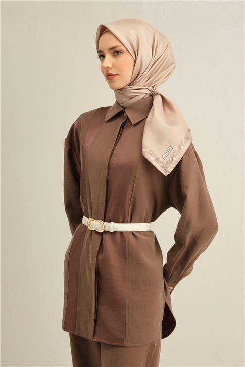 Armine Klasik Desenli Saf İpek Twill Eşarp 9357D 03