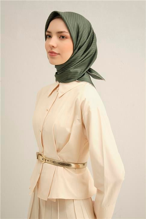 Armine Klasik Desenli Saf İpek Twill Eşarp 9348D 54