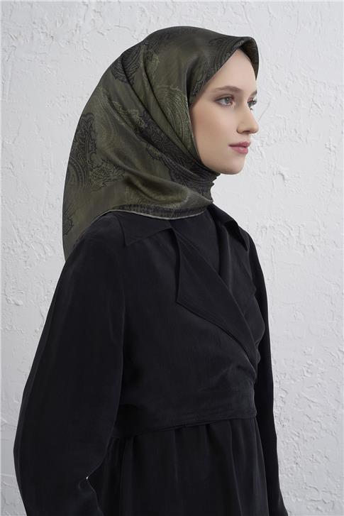 Armine Klasik Desenli Saf İpek Twill Eşarp 9428D 36