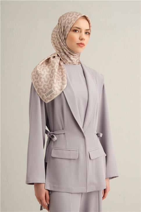 Armine Klasik Desenli Saf İpek Twill Eşarp 9321D 83