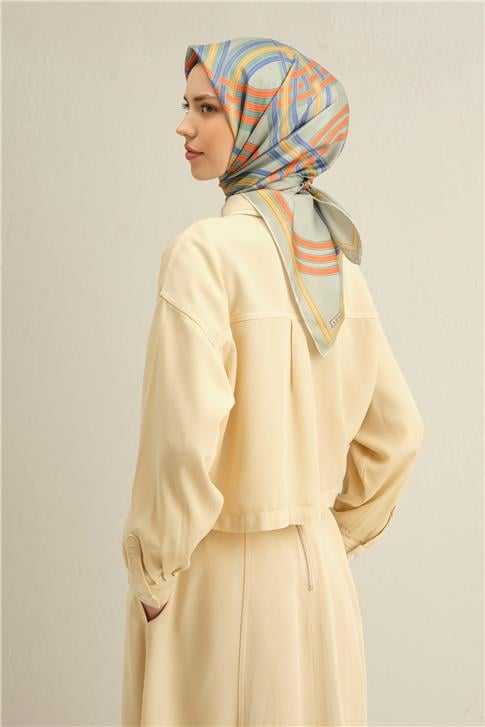 Armine Klasik Desenli Saf İpek Twill Eşarp 9333D 35