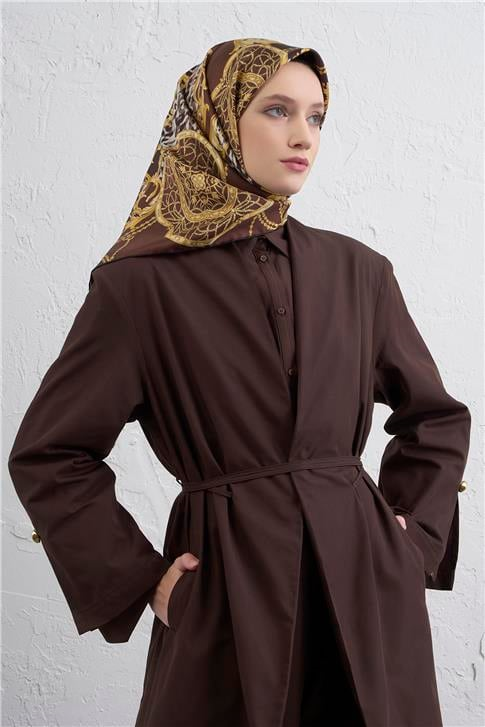 Armine Klasik Desenli Saf İpek Twill Eşarp 9411D 80