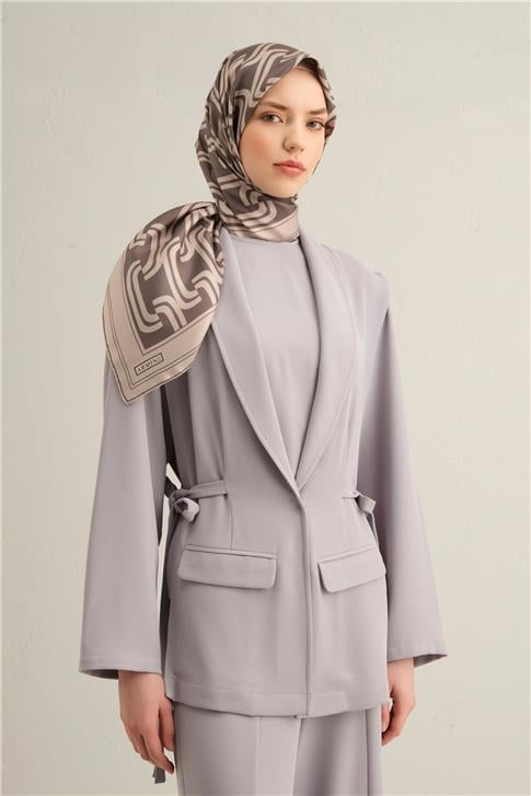 Armine Klasik Desenli Saf İpek Twill Eşarp 9343D 02