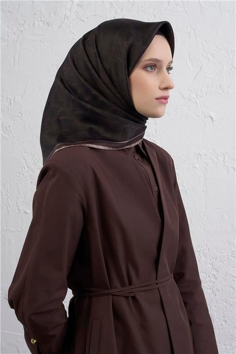 Armine Klasik Desenli Saf İpek Twill Eşarp 9408D 83