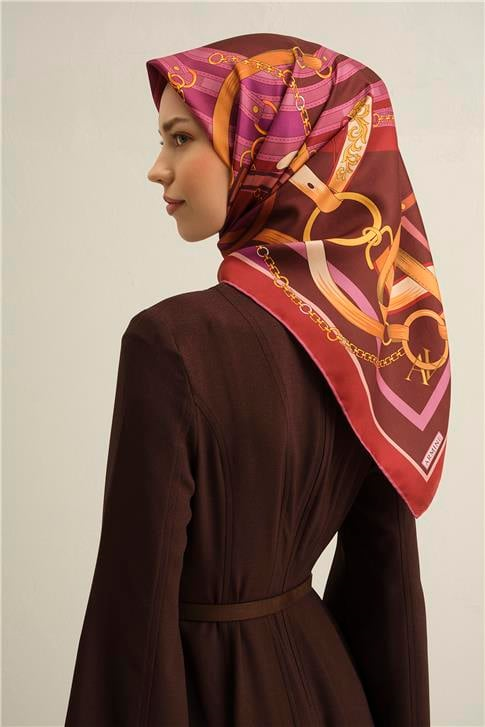 Armine Klasik Desenli Saf İpek Twill Eşarp 9315D 54