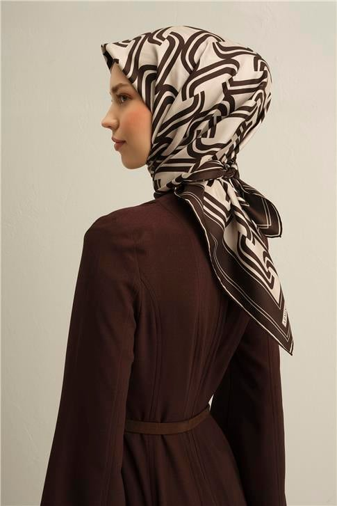 Armine Klasik Desenli Saf İpek Twill Eşarp 9343D 52