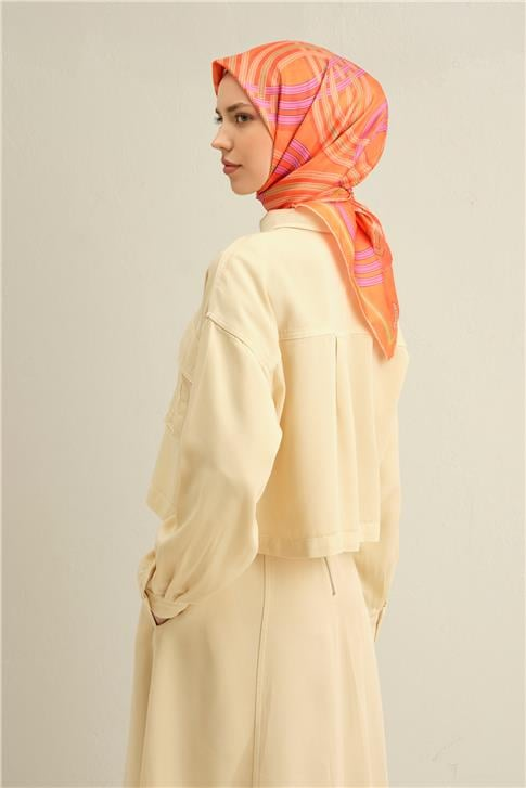 Armine Klasik Desenli Saf İpek Twill Eşarp 9333D 31