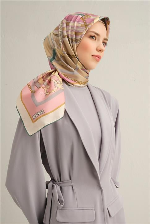 Armine Klasik Desenli Saf İpek Twill Eşarp 9315D 83