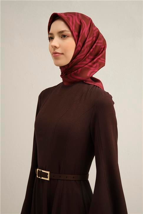 Armine Klasik Desenli Saf İpek Twill Eşarp 9343D 87