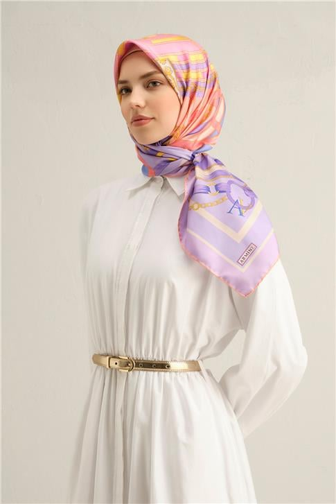 Armine Klasik Desenli Saf İpek Twill Eşarp 9315D 50