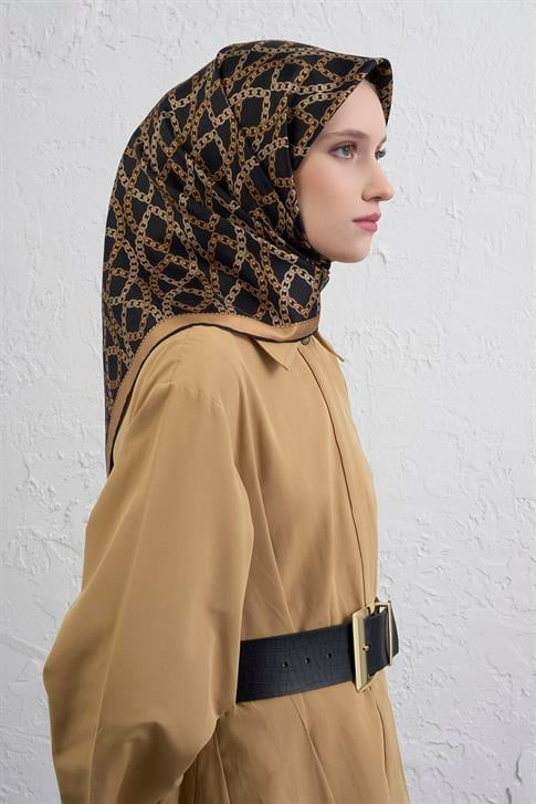 Armine Klasik Desenli Saf İpek Twill Eşarp 9410D 07