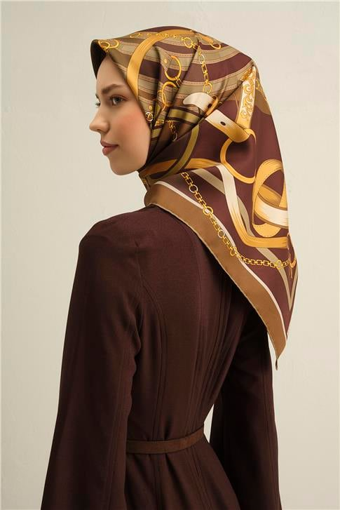 Armine Klasik Desenli Saf İpek Twill Eşarp 9315D 51