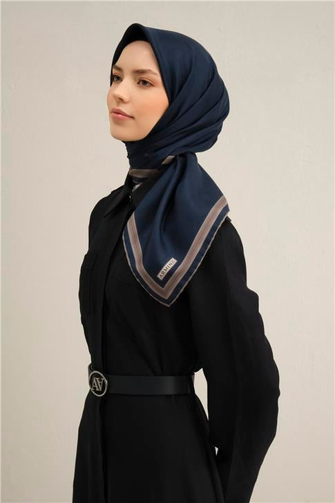 Armine Klasik Desenli Saf İpek Twill Eşarp 9356D 09