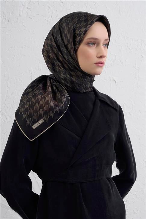 Armine Klasik Desenli Saf İpek Twill Eşarp 9434D 83