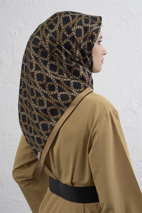 Armine Klasik Desenli Saf İpek Twill Eşarp 9410D 07