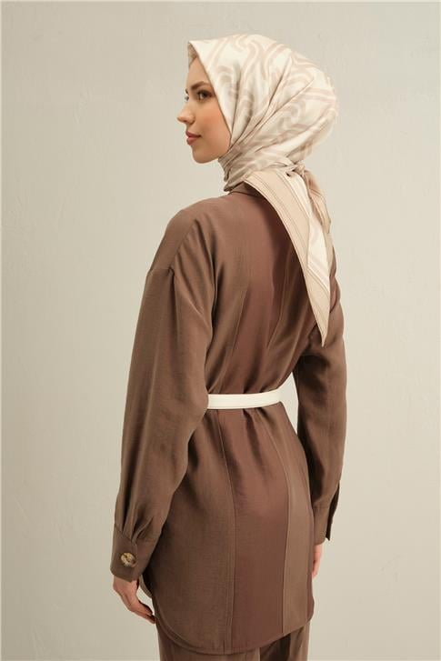 Armine Klasik Desenli Saf İpek Twill Eşarp 9343D 34