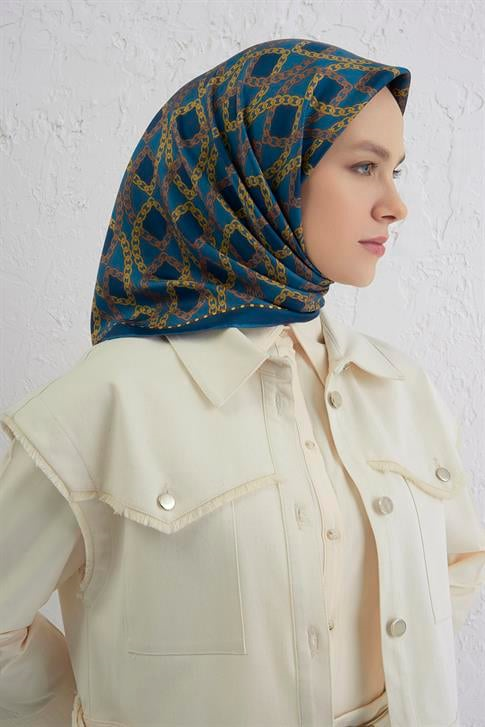 Armine Klasik Desenli Saf İpek Twill Eşarp 9410D 55