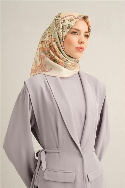 Armine Klasik Desenli Saf İpek Twill Eşarp 9338 21