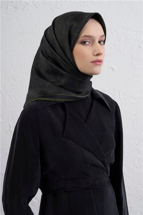 Armine Klasik Desenli Saf İpek Twill Eşarp 9408D 50