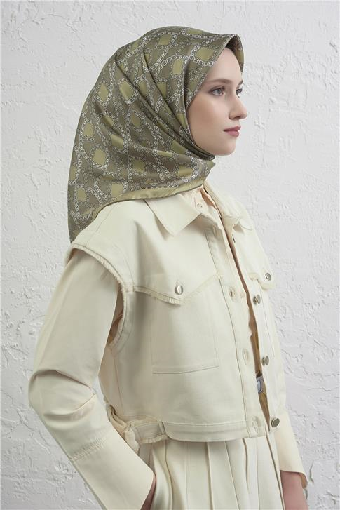 Armine Klasik Desenli Saf İpek Twill Eşarp 9410D 82