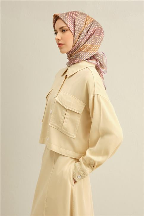 Armine Klasik Desenli Saf İpek Twill Eşarp 9319D 82