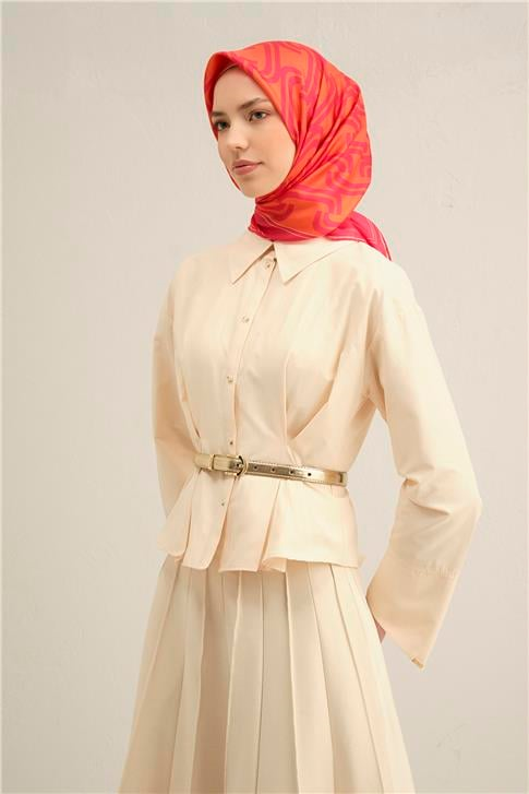 Armine Klasik Desenli Saf İpek Twill Eşarp 9343D 89