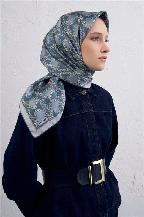 Armine Klasik Desenli Saf İpek Twill Eşarp 9410D 36