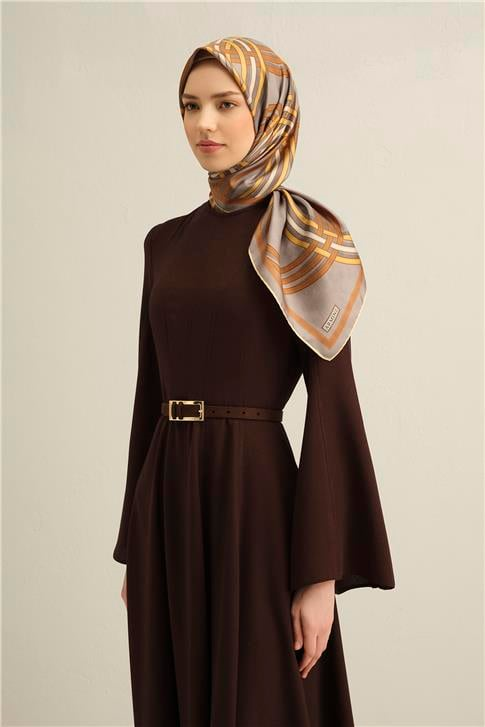 Armine Klasik Desenli Saf İpek Twill Eşarp 9333D 32