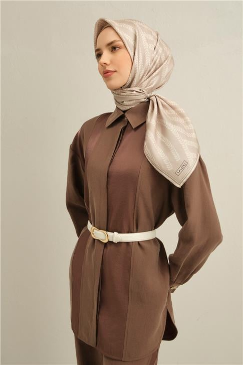 Armine Klasik Desenli Saf İpek Twill Eşarp 9351D 09
