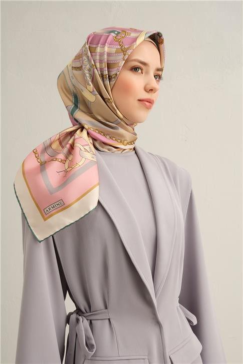 Armine Klasik Desenli Saf İpek Twill Eşarp 9315D 83