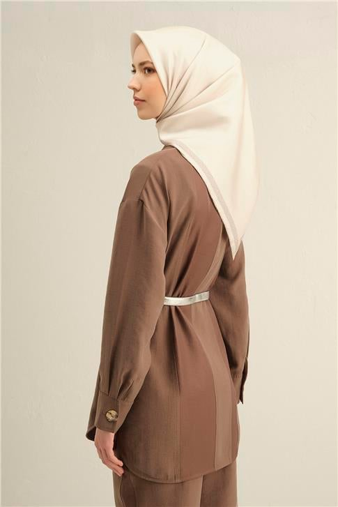 Armine Klasik Desenli Saf İpek Twill Eşarp 9357D 02