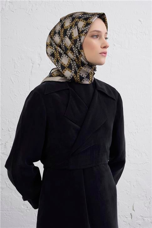 Armine Klasik Desenli Saf İpek Twill Eşarp 9410D 81
