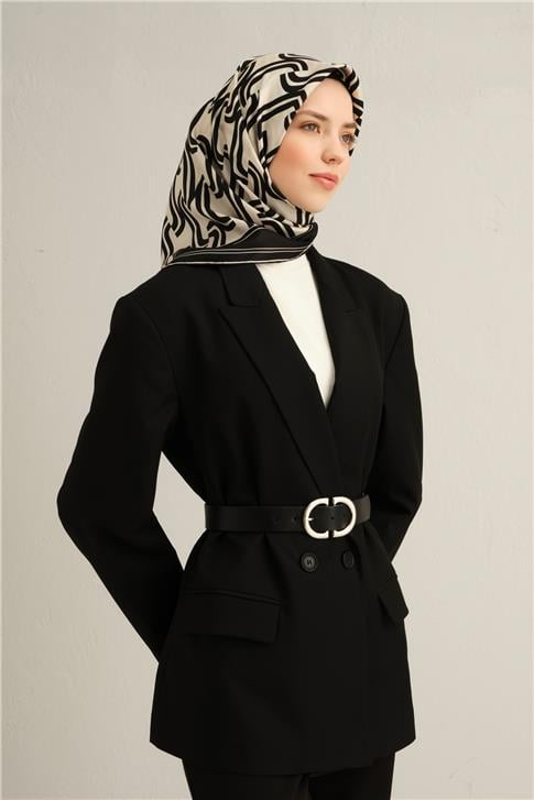 Armine Klasik Desenli Saf İpek Twill Eşarp 9343D 09