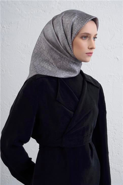 Armine Klasik Desenli Saf İpek Twill Eşarp 9437D 13