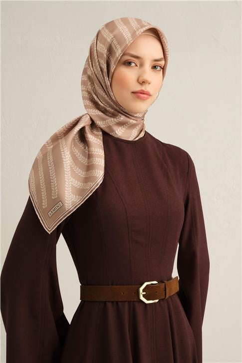Armine Klasik Desenli Saf İpek Twill Eşarp 9351D 40