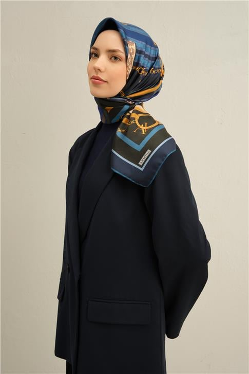 Armine Klasik Desenli Saf İpek Twill Eşarp 9315D 52