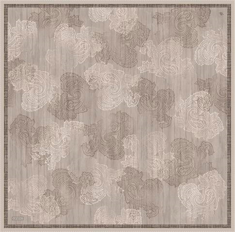 Armine Klasik Desenli Saf İpek Twill Eşarp 9428D 06