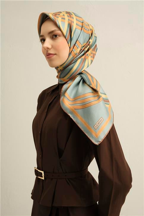 Armine Klasik Desenli Saf İpek Twill Eşarp 9333D 84