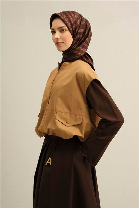 Armine Klasik Desenli Saf İpek Twill Eşarp 9351D 84