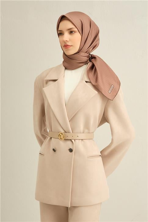 Armine Klasik Desenli Saf İpek Twill Eşarp 9348D 36