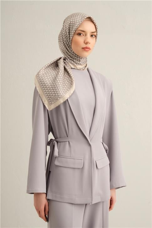 Armine Klasik Desenli Saf İpek Twill Eşarp 9319D 85