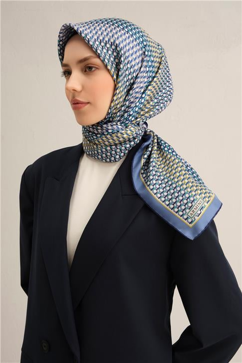 Armine Klasik Desenli Saf İpek Twill Eşarp 9319D 81