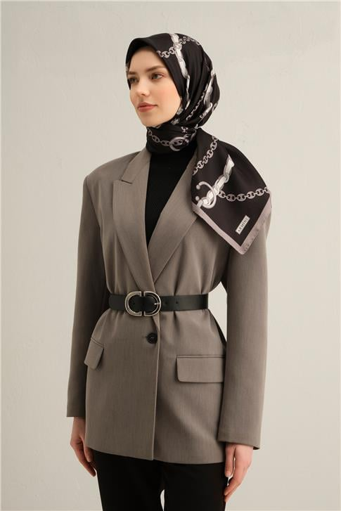 Armine Klasik Desenli Saf İpek Twill Eşarp 9346D 11