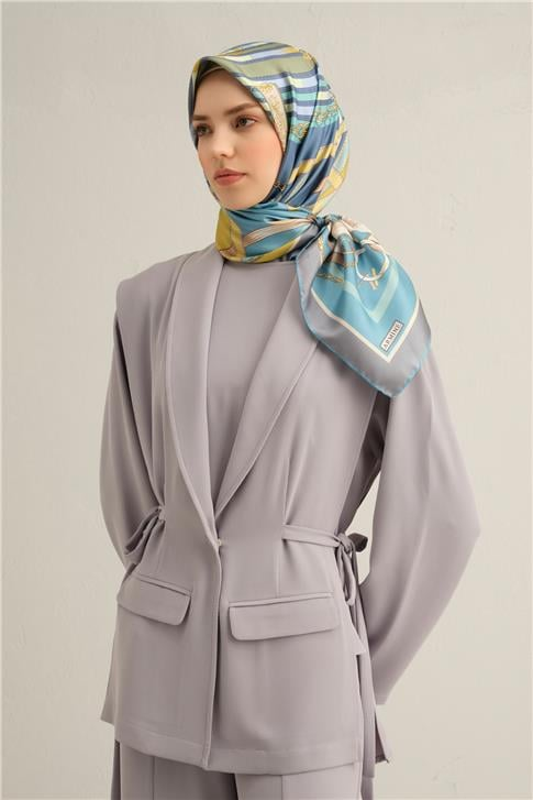 Armine Klasik Desenli Saf İpek Twill Eşarp 9315D 84