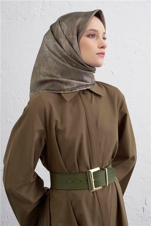 Armine Klasik Desenli Saf İpek Twill Eşarp 9428D 32