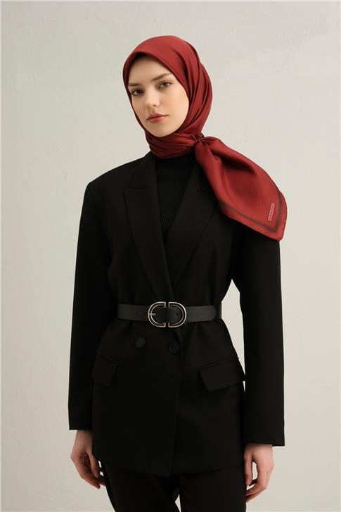 Armine Klasik Desenli Saf İpek Twill Eşarp 9356 35