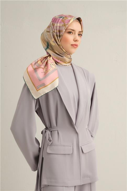 Armine Klasik Desenli Saf İpek Twill Eşarp 9315D 83