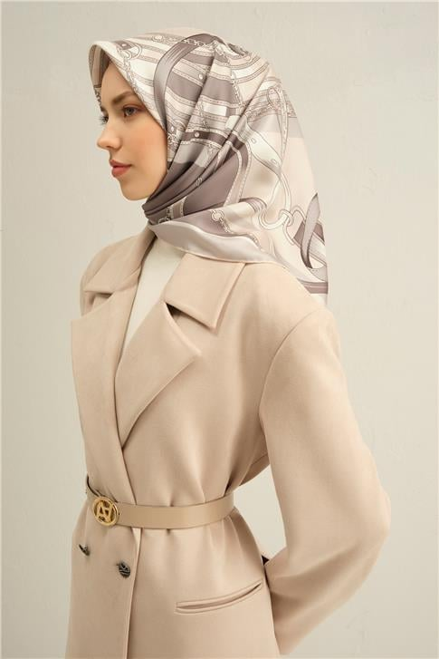 Armine Klasik Desenli Saf İpek Twill Eşarp 9315D 85