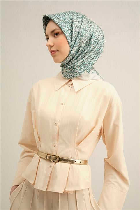 Armine Klasik Desenli Saf İpek Twill Eşarp 9352 09